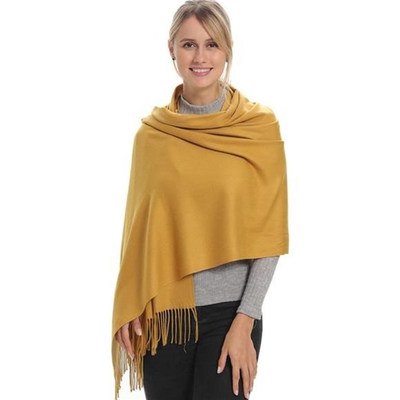 SOFT Cashmere Wool Blend Scarf Wrap Women, Mustard